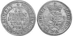1/12 Thaler Anhalt-Dessau (1603 -1863) Plata John George II, Prince of Anhalt-Dessau (1627 – 1693)