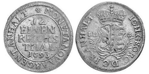1/12 Талер Ангальт-Дессау (1603 -1863) Срібло John George II, Prince of Anhalt-Dessau (1627 – 1693)