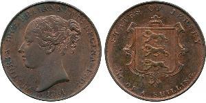 1/13 Shilling Jersey (1066 - ) Cuivre Victoria (1819 - 1901)
