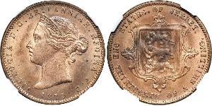 1/13 Shilling Baliato di Jersey (1066 - ) Rame Vittoria (1819 - 1901)