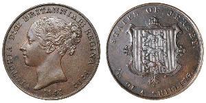 1/13 Шиллинг Джерси (1066 - ) Медь Виктория (1819 - 1901)