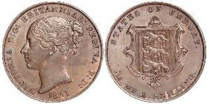 1/13 Шиллинг Джерси (1066 - ) Медь Виктория (1819 - 1901)
