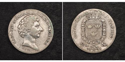 1/16 Riksdaler Suède Argent Charles XIV Jean de Suède (1763-1844)