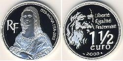 1 1/2 Euro France Silver 