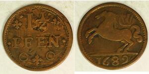 1-1/2 Pfennig States of Germany Copper 