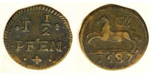 1-1/2 Pfennig States of Germany Copper 