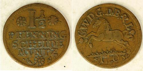 1-1/2 Pfennig Stati federali della Germania Rame 