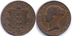 1/26 Шиллинг Джерси (1066 - ) Медь Виктория (1819 - 1901)
