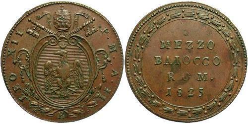 1/2 Baiocco Estados Pontificios (752-1870) Cobre León XII (1760 - 1829)