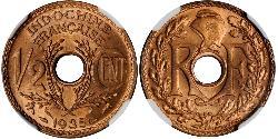 1/2 Cent Französisch-Indochina (1887-1954) Bronze 