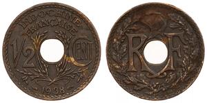 1/2 Cent Französisch-Indochina (1887-1954) Bronze 