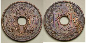1/2 Cent Französisch-Indochina (1887-1954) Bronze 