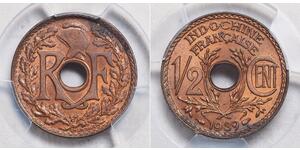 1/2 Cent Französisch-Indochina (1887-1954) Bronze 
