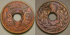 1/2 Cent Französisch-Indochina (1887-1954) Bronze 