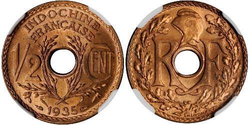 1/2 Cent Französisch-Indochina (1887-1954) Bronze 