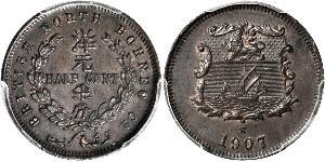1/2 Cent Borneo del Nord (1882-1963) Bronzo 