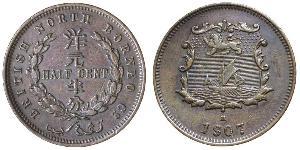 1/2 Cent Borneo del Nord (1882-1963) Bronzo 