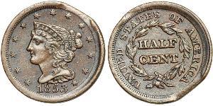 1/2 Cent Estados Unidos de América (1776 - ) Cobre 