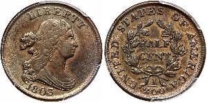 1/2 Cent Estados Unidos de América (1776 - ) Cobre 