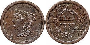 1/2 Cent Estados Unidos de América (1776 - ) Cobre 