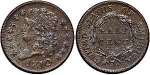 1/2 Cent Estados Unidos de América (1776 - ) Cobre 