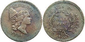 1/2 Cent Estados Unidos de América (1776 - ) Cobre 