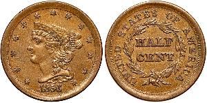 1/2 Cent Estados Unidos de América (1776 - ) Cobre 