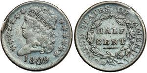 1/2 Cent Estados Unidos de América (1776 - ) Cobre 