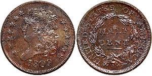 1/2 Cent Estados Unidos de América (1776 - ) Cobre 