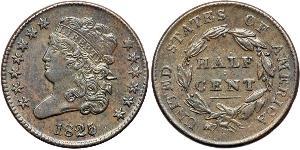 1/2 Cent Estados Unidos de América (1776 - ) Cobre 