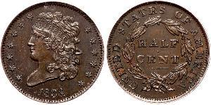 1/2 Cent Estados Unidos de América (1776 - ) Cobre 