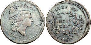 1/2 Cent Estados Unidos de América (1776 - ) Cobre 