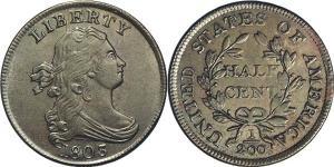 1/2 Cent Estados Unidos de América (1776 - ) Cobre 