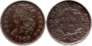 1/2 Cent Estados Unidos de América (1776 - ) Cobre 