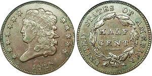 1/2 Cent Estados Unidos de América (1776 - ) Cobre 