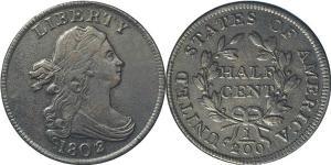 1/2 Cent Estados Unidos de América (1776 - ) Cobre 