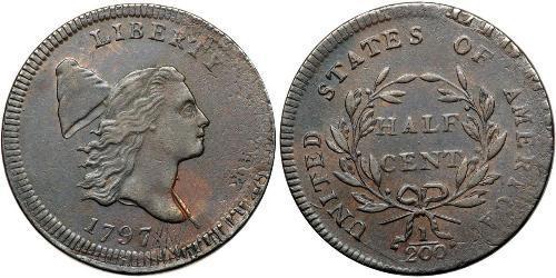 1/2 Cent Estados Unidos de América (1776 - ) Cobre 