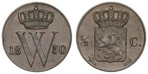 1/2 Cent Reino de los Países Bajos (1815 - ) Cobre Guillermo III de los Países Bajos