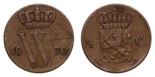 1/2 Cent Reino de los Países Bajos (1815 - ) Cobre Guillermo III de los Países Bajos