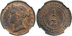 1/2 Cent Straits Settlements (1826 - 1946) Copper 