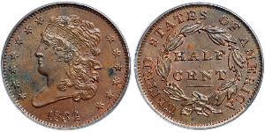 1/2 Cent Vereinigten Staaten von Amerika (1776 - ) Kupfer 