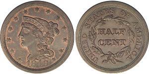 1/2 Cent Vereinigten Staaten von Amerika (1776 - ) Kupfer 