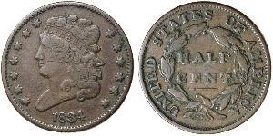 1/2 Cent Vereinigten Staaten von Amerika (1776 - ) Kupfer 