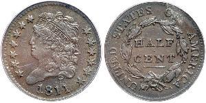1/2 Cent Vereinigten Staaten von Amerika (1776 - ) Kupfer 