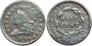 1/2 Cent Vereinigten Staaten von Amerika (1776 - ) Kupfer 