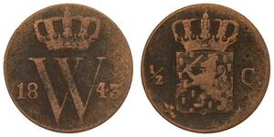 1/2 Cent Regno dei Paesi Bassi (1815 - ) Rame Guglielmo III dei Paesi Bassi