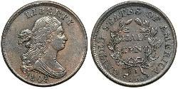 1/2 Cent 美利堅合眾國 (1776 - ) 銅 