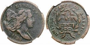 1/2 Cent 美利堅合眾國 (1776 - ) 銅 