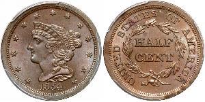 1/2 Cent 美利堅合眾國 (1776 - ) 銅 