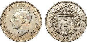 1/2 Corona Nuova Zelanda Argento Giorgio VI (1895-1952)